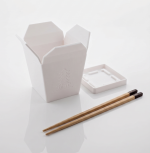 Chinesische Takeout Box Größe M mit Löchern und Untersetzer – Bild 2