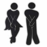 Mann Frau dringend WC-Türschild