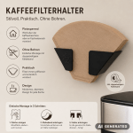 Kaffeefilter Halter Wandhalter Kaffeefilterhalter ohne Bohren selbstklebend inkl. Klebestreifen für Größe 1x4 Küche Aufbewahrung – Bild 4