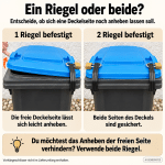 Naturalspring® Mülltonnenriegel Mülltonnenschloss im 2er-Set Deckelsicherung für Vorhängeschlösser – Bild 4
